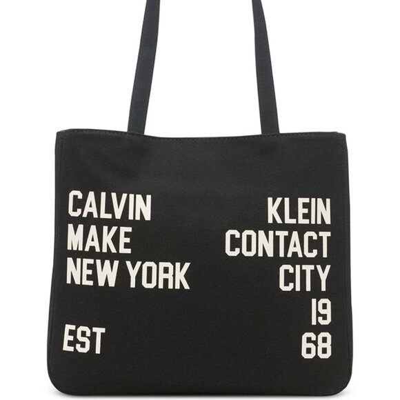 Calvin Klein Tessa Canvas Black Tote with Magnetic Snap - Picture 1 of 3